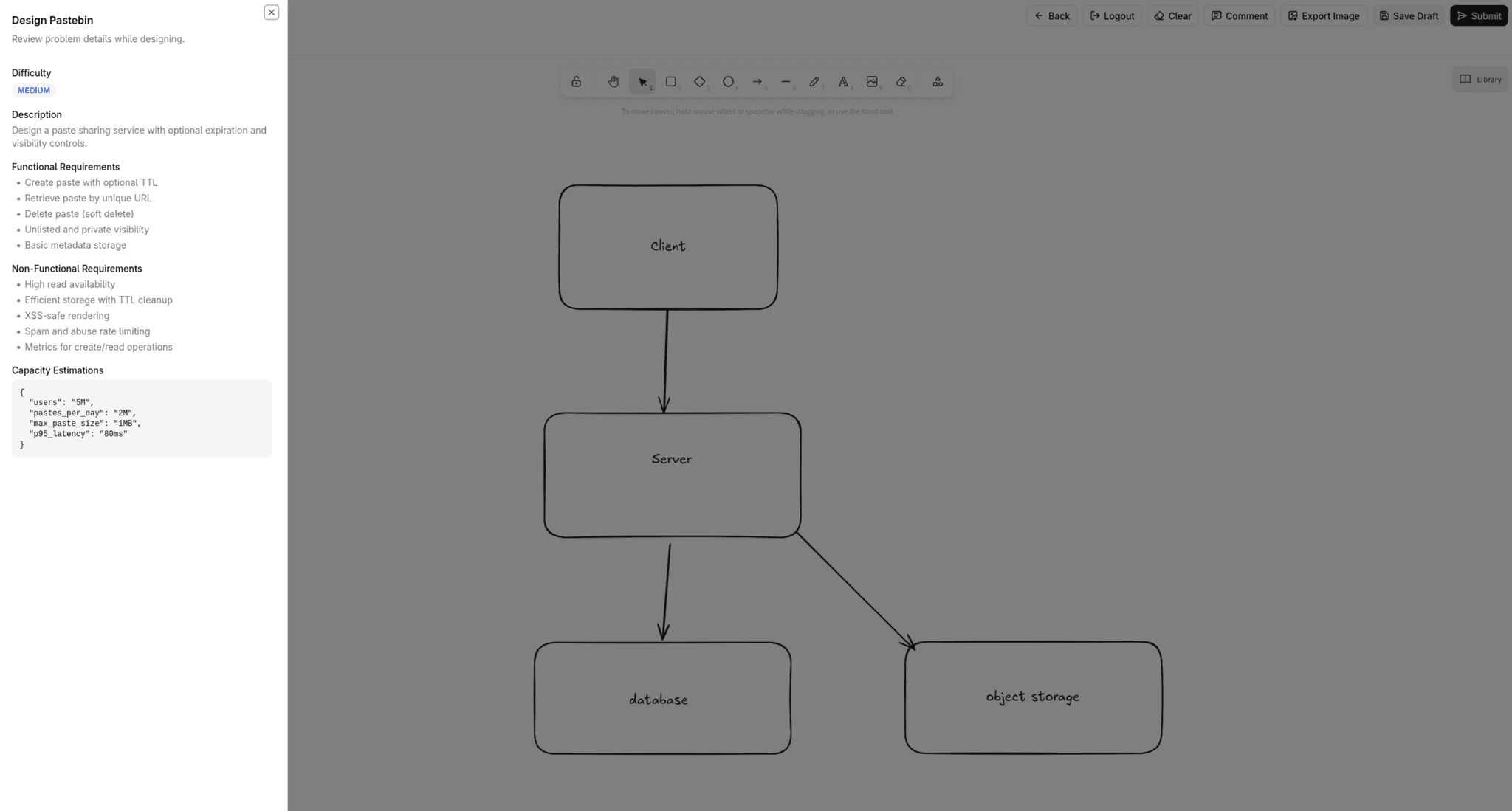 Architex system design canvas and review interface