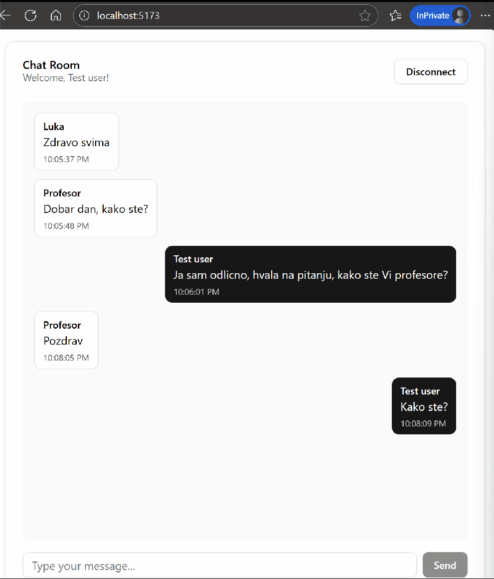 Distributed chat application interface