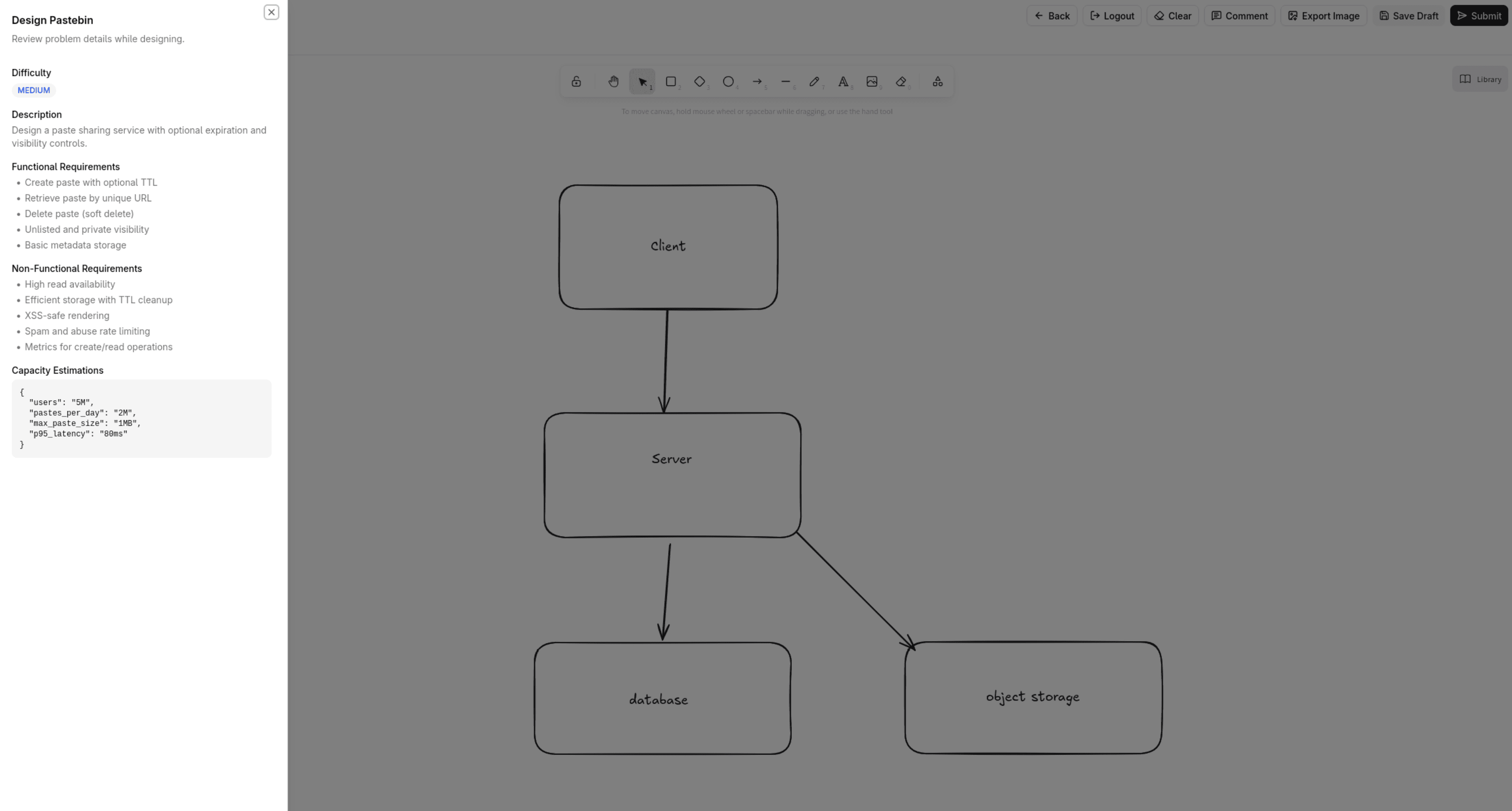 Screenshot of Architex: System Design Practice Platform